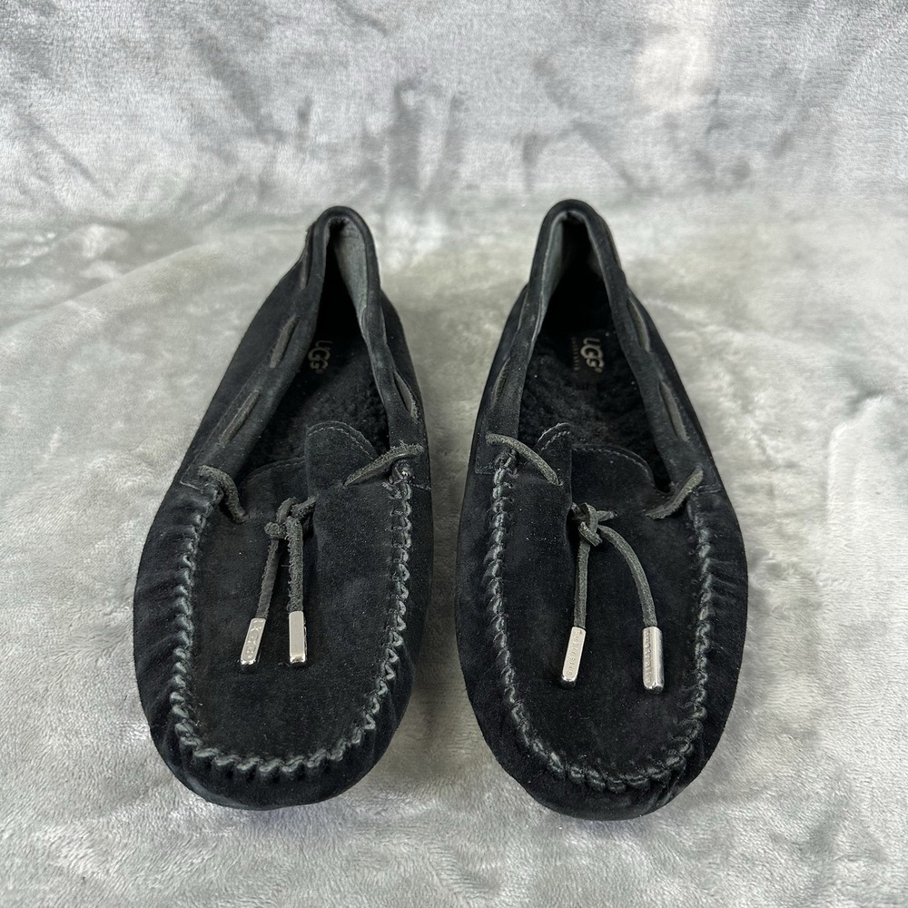 UGG Moccasin Women's 9 Black Slippers Driving Shoes - Picture 2 of 11